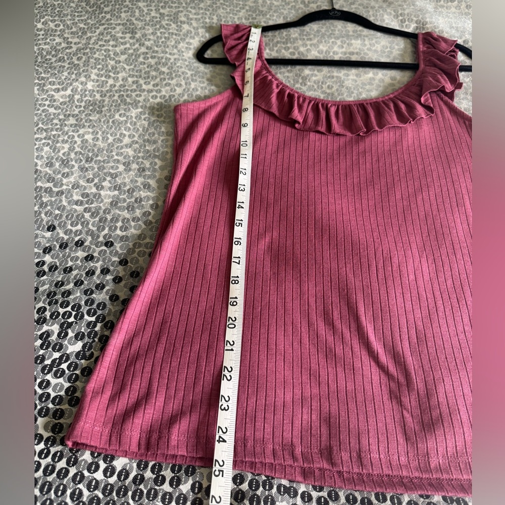 LOFT Brick Red Ribbed Ruffle Tank - Picture 8 of 10